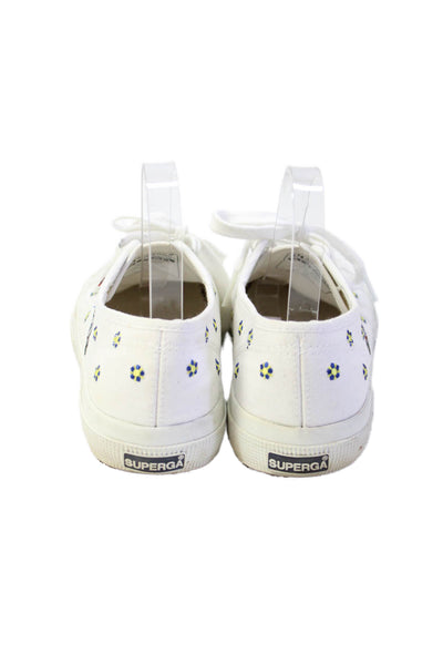Superga X Chicas Latinas Womens Floral Embroidered Sneakers Shoes White Sz 6