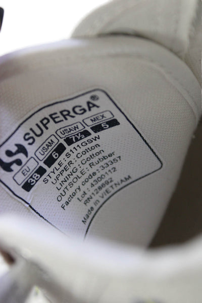 Superga X Chicas Latinas Womens Floral Embroidered Sneakers Shoes White Sz 6