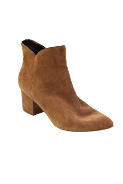 Cole Haan Womens Leather Block Heels Ankle Boots Shoes Brown Size 9B