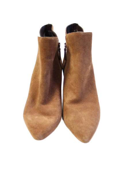 Cole Haan Womens Leather Block Heels Ankle Boots Shoes Brown Size 9B