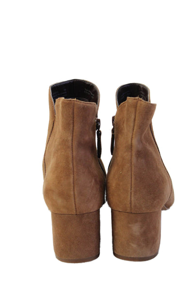 Cole Haan Womens Leather Block Heels Ankle Boots Shoes Brown Size 9B