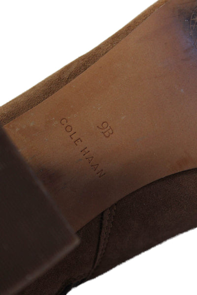 Cole Haan Womens Leather Block Heels Ankle Boots Shoes Brown Size 9B
