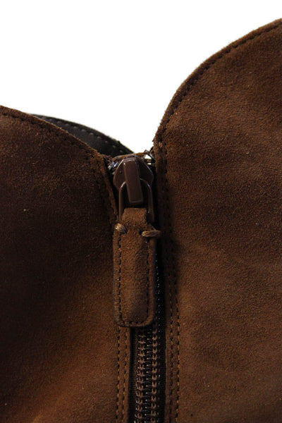 Cole Haan Womens Leather Block Heels Ankle Boots Shoes Brown Size 9B