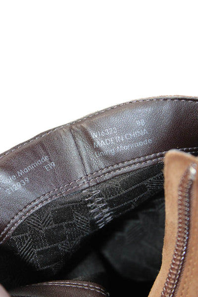 Cole Haan Womens Leather Block Heels Ankle Boots Shoes Brown Size 9B