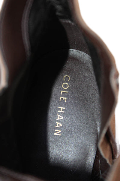 Cole Haan Womens Leather Block Heels Ankle Boots Shoes Brown Size 9B