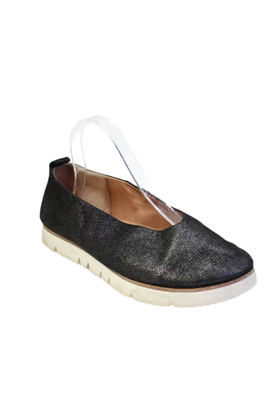 Kenneth Cole Womens Leather Slip On Platform Shoes Glittery Black Size 9