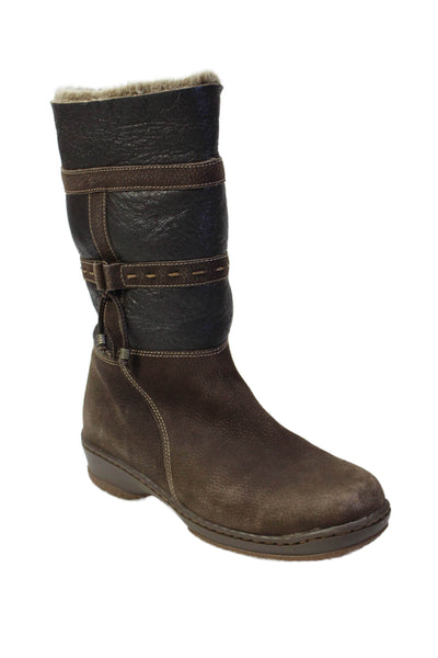 Blondo Womens Leather Shearling Lined Midi Boots Shoes Brown Size 9M