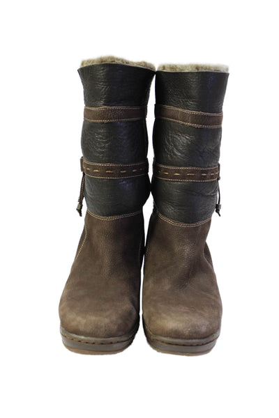 Blondo Womens Leather Shearling Lined Midi Boots Shoes Brown Size 9M