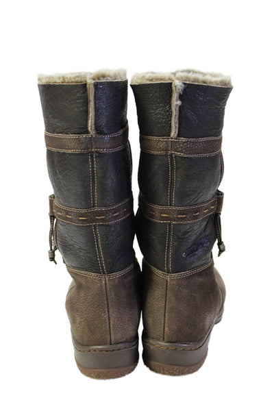 Blondo Womens Leather Shearling Lined Midi Boots Shoes Brown Size 9M