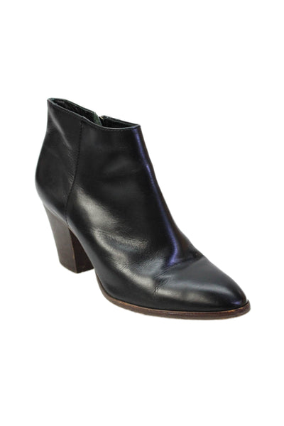 J Crew Womens Leather Pointed Toe Ankle Boots Black Size 8