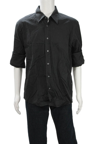 Boss Hugo Boss Mens Button Front Collared Long Sleeve Shirt Black Size XL