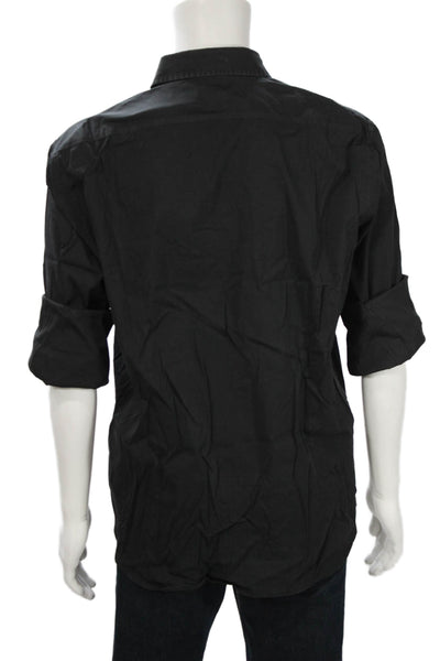 Boss Hugo Boss Mens Button Front Collared Long Sleeve Shirt Black Size XL