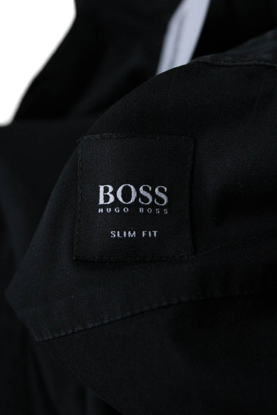 Boss Hugo Boss Mens Button Front Collared Long Sleeve Shirt Black Size XL
