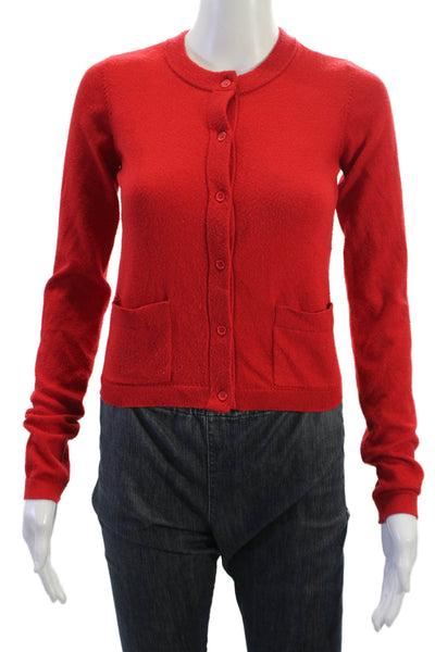 We Wore What Unisex Red Button Crew Neck Long Sleeve Cardigan Size XS