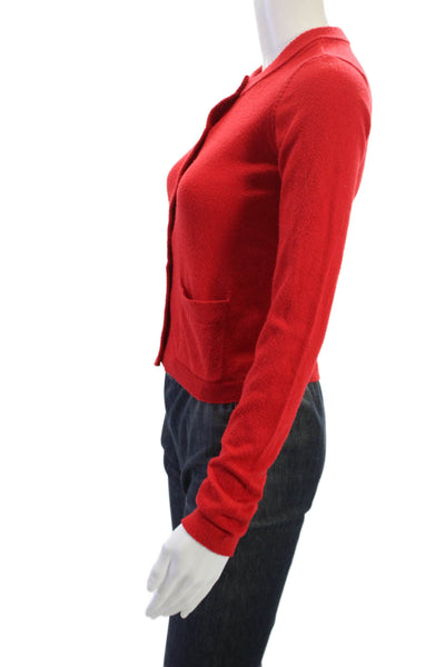 We Wore What Unisex Red Button Crew Neck Long Sleeve Cardigan Size XS