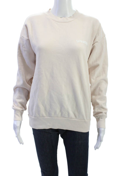SPRWMN Women Pullover Sweatshirt Beige Crew Neck Long Sleeve Designer Size XS