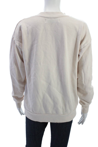 SPRWMN Women Pullover Sweatshirt Beige Crew Neck Long Sleeve Designer Size XS