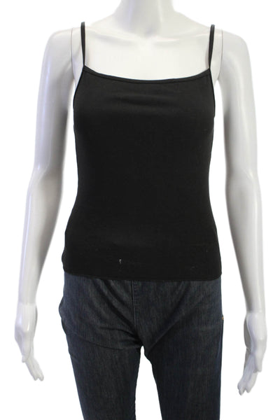 We Wore What Womens Basic Camisole Black Solid Sleeveless Cotton Blend Size S
