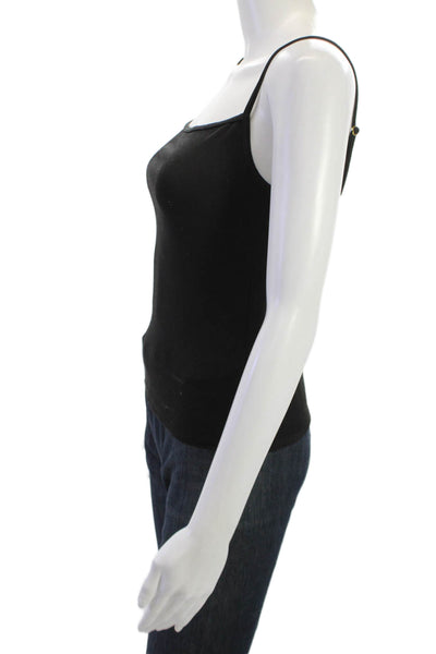 We Wore What Womens Basic Camisole Black Solid Sleeveless Cotton Blend Size S