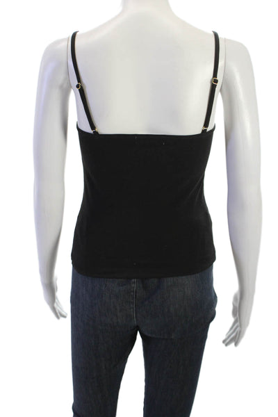 We Wore What Womens Basic Camisole Black Solid Sleeveless Cotton Blend Size S