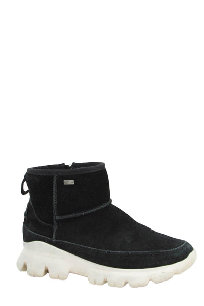 Ugg Womens Suede Zip Ankle Boots Shoes Black White Size 7