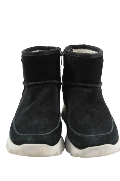 Ugg Womens Suede Zip Ankle Boots Shoes Black White Size 7