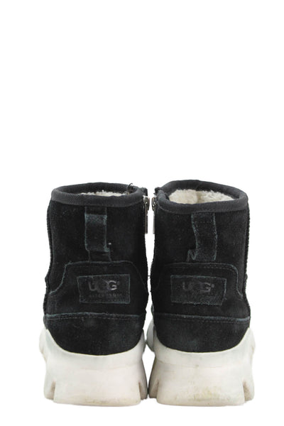 Ugg Womens Suede Zip Ankle Boots Shoes Black White Size 7