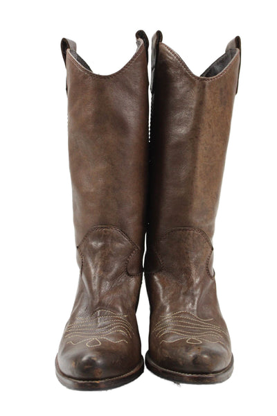 Alberto Fermani Womens Leather Medium Heels Cowboy Boots Shoes Brown Size 7.5