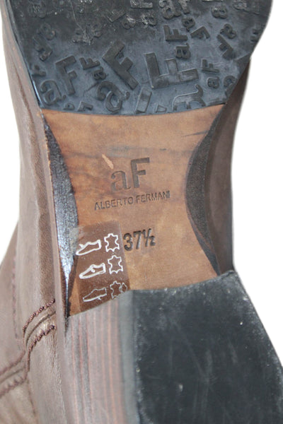 Alberto Fermani Womens Leather Medium Heels Cowboy Boots Shoes Brown Size 7.5