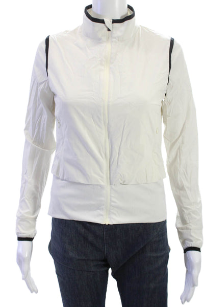 Vixii Womens Windbreaker White High Neck Zip Long Sleeve Nylon Spandex Size XS