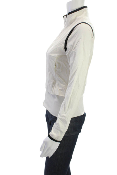 Vixii Womens Windbreaker White High Neck Zip Long Sleeve Nylon Spandex Size XS