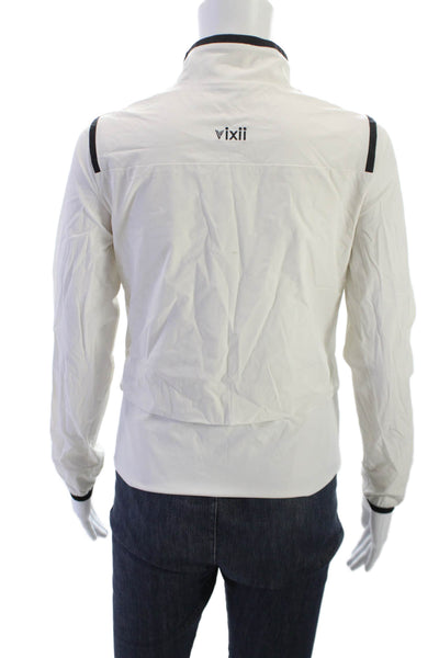 Vixii Womens Windbreaker White High Neck Zip Long Sleeve Nylon Spandex Size XS