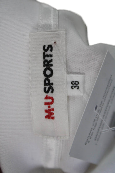 M.U Sports Women White Cotton Collared Polo Short Sleeve Polka Dot Size 38