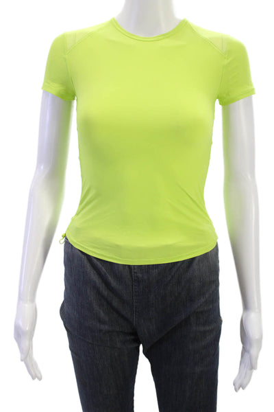 Lululemon Women Yellow Basic Tee Short Sleeve Crew Neck Nylon Elastane Size 2