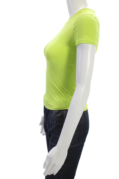 Lululemon Women Yellow Basic Tee Short Sleeve Crew Neck Nylon Elastane Size 2