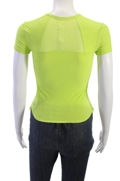 Lululemon Women Yellow Basic Tee Short Sleeve Crew Neck Nylon Elastane Size 2