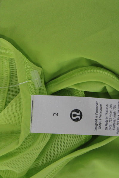 Lululemon Women Yellow Basic Tee Short Sleeve Crew Neck Nylon Elastane Size 2