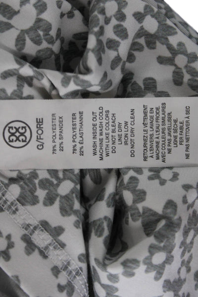 G/Fore Women Full Zip Hoodie Gray Floral High Neck Long Sleeve Size XS