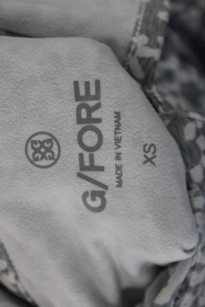 G/Fore Women Full Zip Hoodie Gray Floral High Neck Long Sleeve Size XS