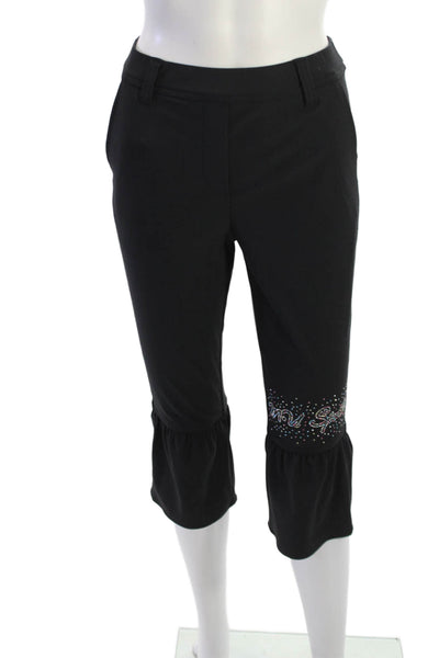M.U Sports Women Black Capri Pants Polyester Buckle Size XS