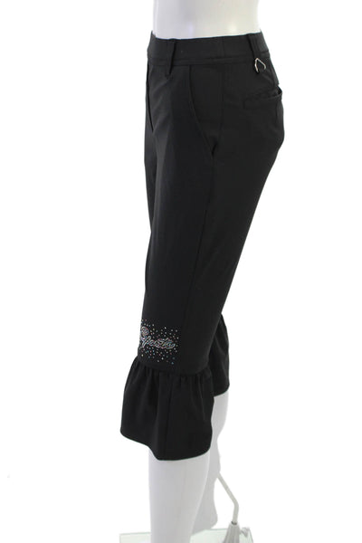 M.U Sports Women Black Capri Pants Polyester Buckle Size XS
