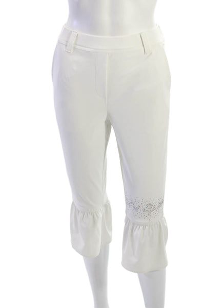 M.U Sports Womens Capri Bloomer Pants White Polyester Buckle Size XS