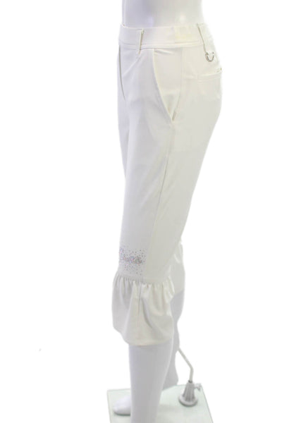 M.U Sports Womens Capri Bloomer Pants White Polyester Buckle Size XS