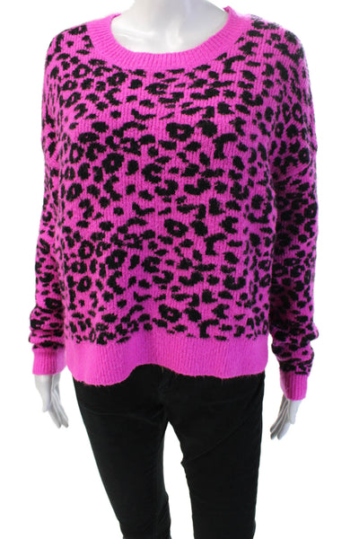 Aqua Unisex Pink 80s Animal Print Pullover Sweater Crewneck Long Sleeve Size XS
