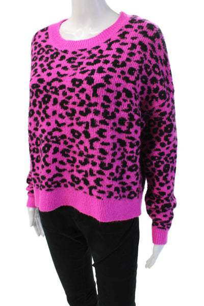 Aqua Unisex Pink 80s Animal Print Pullover Sweater Crewneck Long Sleeve Size XS