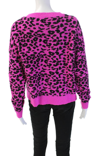 Aqua Unisex Pink 80s Animal Print Pullover Sweater Crewneck Long Sleeve Size XS