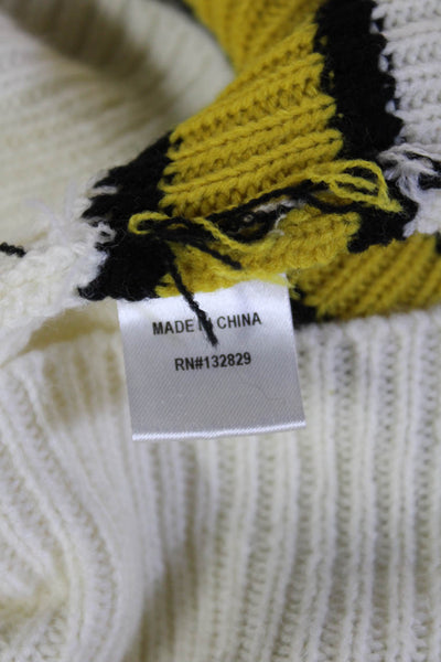 More To Come Unisex Pullover V-Neck Striped White Acrylic Long Sleeve Size XS
