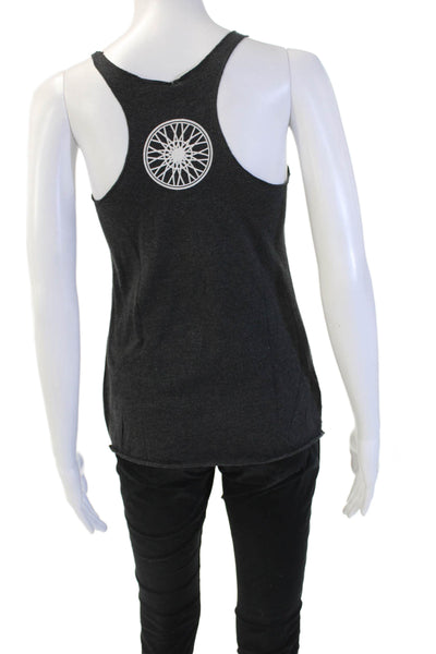 Soul Cycle Womens Black Cotton Basic Sleeveless Tank Round Neck Graphic Size S