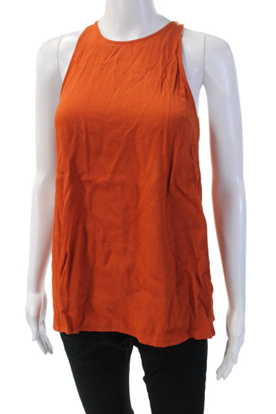 Topshop Women Sleeveless High Neck Viscose Tank Orange Zip Size 2