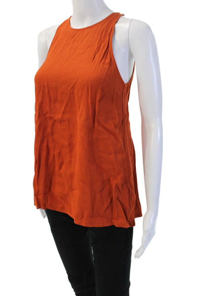 Topshop Women Sleeveless High Neck Viscose Tank Orange Zip Size 2